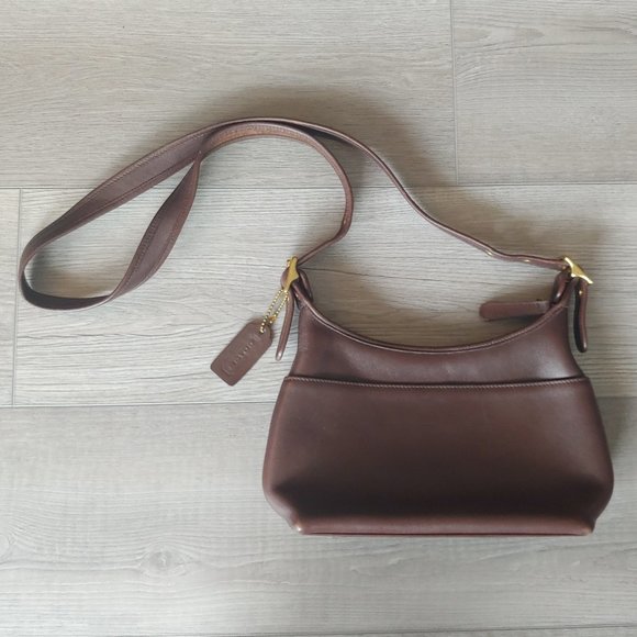 Coach dark brown leather crossbody bag